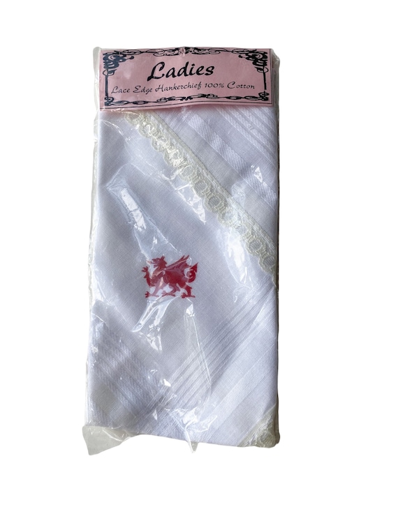 Vintage Welsh Handkerchief Welsh Dragon Cotton Han