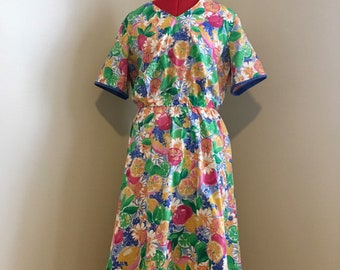 Vintage Margaret Smith Floral and Fruit Dress