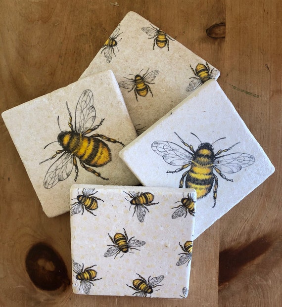 Bumble Bee Natural Stone Coasters