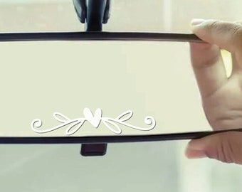 Heart Floral, Rearview Mirror Decal, Car Accessories, Girly, Car Sticker, Mirror Sticker, Car Decal, Vinyl Decal, Vinyl Sticker, Car Vinyl