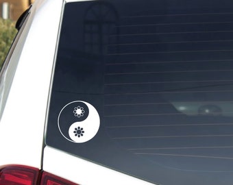 Yin Yang, Daisy, Car Decal, Vinyl Sticker, Cricut Decal, Balance, Hippie, Wildflower, Permanent Vinyl, Be Good, Beachy