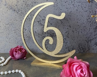 Wooden Wedding Table Number, Wedding Table Decor, Rustic Country Wedding, Custom Table Sign, Rustic Country Wedding , Moon Custom Table Sign