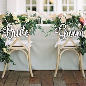 Bride and Groom - Wedding Decor Chair Signs  - Bride and Groom Chair Signs - Chair signs decor