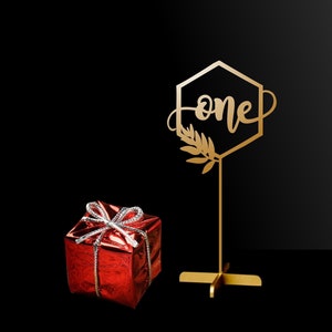Weddings Table Numbers Hexagon table numbers Wedding Table Numbers Gold table numbers Table decoration Numbers with base Wood table numbers