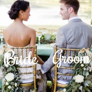 Bride and Groom Chair Signs -  Wedding Decor Chair Signs - Laser cut Signs - Wedding Decoration Wooden Chair Sign Chair Backs  Wedding Signs