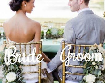 Letreros para sillas de novios - Letreros para sillas con decoración para bodas - Letreros cortados con láser - Letreros de madera para sillas con decoración para bodas - Respaldos para sillas - Letreros para bodas