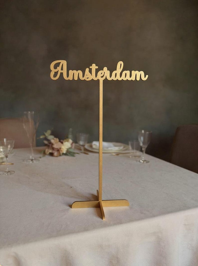 Wedding Gold Table Names, Custom Word Signs, Personalized Table Names ...