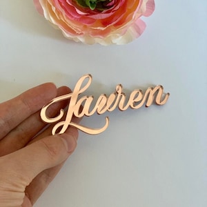 Wedding Place Cards, Laser Cut Names Gold  Silver Rose gold Acrylic Place Cards Name Settings Guest Tags Wedding Party Table Signs