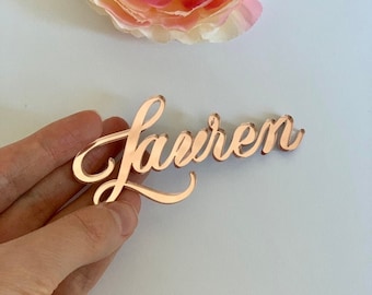 Wedding Place Cards, Laser Cut Names Gold  Silver Rose gold Acrylic Place Cards Name Settings Guest Tags Wedding Party Table Signs