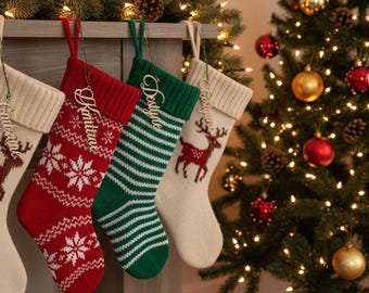 Christmas wood stocking tags Personalized Christmas Stocking Tags Christmas gift tags with a loop Christmas Present tags Name Ornament tags