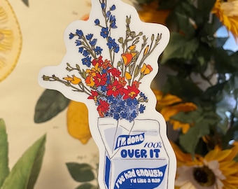 Milk Carton Bouquet, Waterproof Vinyl Sticker