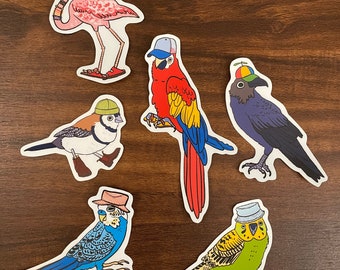 Feathered Friends in Fancy Fits Vinyl Sticker Set