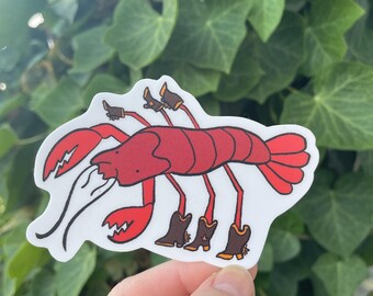 Lobster In Cowboy Boots, Vinyl  Sticker