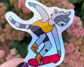 Rad Raccoon Skater Sticker - Etsy