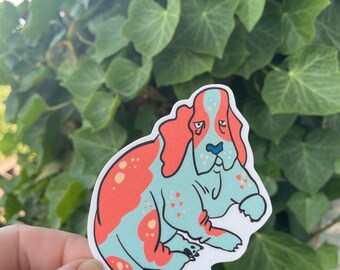 Little Basset Hound Vinyl Sticker, Waterproof