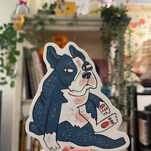 Boston Terrier Chilling Vinyl-Aufkleber