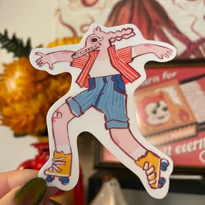 Cachorro patinador de verão, adesivo de vinil à prova d'água