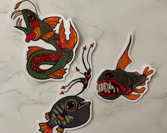 Deep Sea Creatures, Waterproof Vinyl Sticker Pack