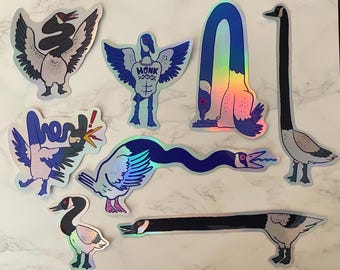 ¡Paquete de pegatinas de gansos! Pegatinas holográficas de vinilo.
