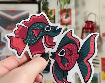 Fancy Fish Friend, waterproof vinyl sticker pack