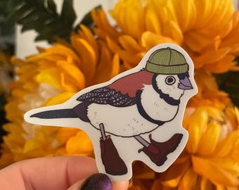 Little Fashion Finch Vinyl Sticker, Waterproof