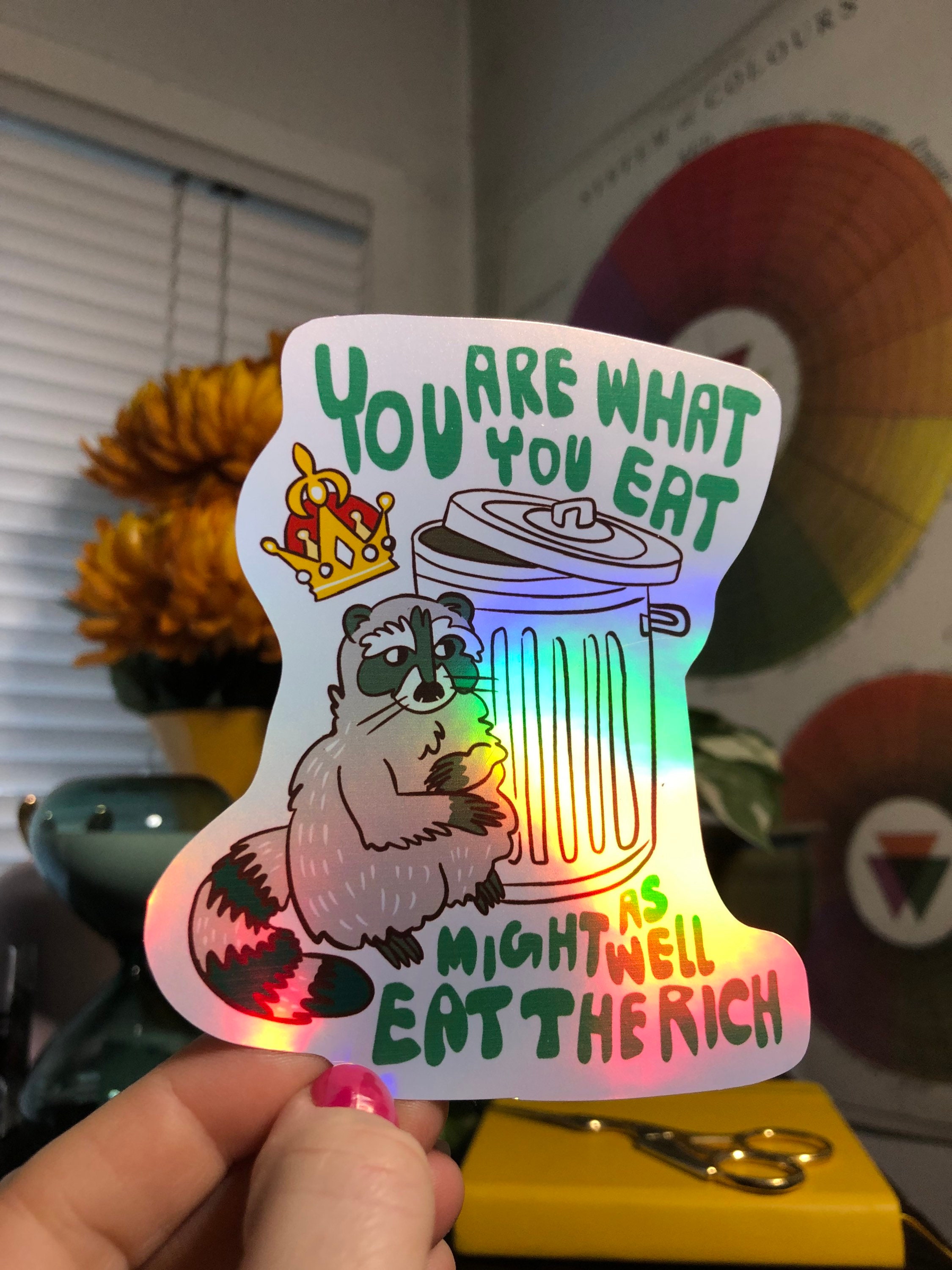 Rich Racoon Eat the Rich Raccoon Vinyl Sticker, Waterproof - Etsy