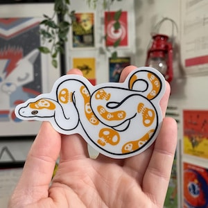 Coole weiße Python-Schlange mit Schädeln, wasserfester Vinyl-Aufkleber