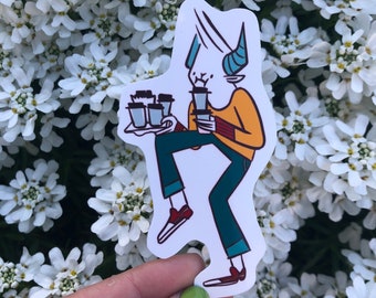 Morning Coffee Monster Sticker