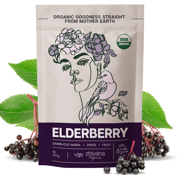 USDA Organic Dried Elderberries - 1LB Bulk
