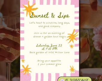 Hand-Drawn Dinner Party Invitation Template | Editable Whimsical Design (Digital Download)