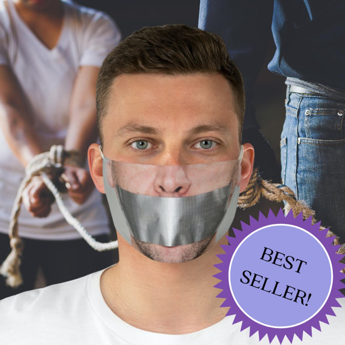 Duct Tape Face Mask Funny Adult Duct Taped Mouth Mask Weird Etsy