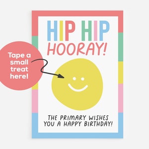 Etiqueta de regalo de cumpleaños de la Primaria, tarjeta de cumpleaños de la Primaria SUD, etiqueta de regalo de la Primaria, tarjeta de cumpleaños de la presidencia de la Primaria, Hip hip hurra, tarjeta imprimible para niños SUD