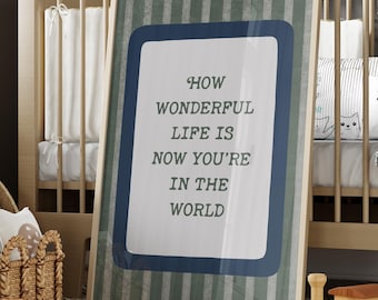 How Wonderful Life Is Nursery Print, Boys Nursery Wall Art, Vintage Nursery Decor, Green Nursery Art, Baby Boys Nursery Print, Nursery Quote