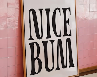 Bonita impresión de trasero, arte de pared para baño, impresión moderna para baño, póster divertido para baño, decoración de baño en blanco y negro, impresión para baño de invitados