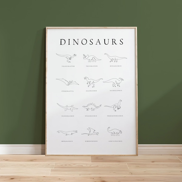 Dinosaur wall art, Dinosaur kids room decor, Dinosaur nursery print, Triceratops Poster, Baby Boy Decor, Boys room wall art, Neutral boy art