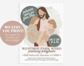 Primary program invite 2025, LDS primary printable, LDS Primary Invitation, LDS primary print, Primary presentation, Instant printable