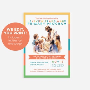 Primary program invitation, 2025 primary program lds, LDS Primary Invitation, LDS primary print, LDS digital print, Primary presentation