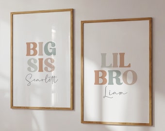 Sorellina lil bro stampabile, decorazione da parete fratello e sorella, arredamento fratello e sorella, decorazione da parete stampabile per camera dei bambini, decorazione da parete per sala giochi, stampe per camera condivisa