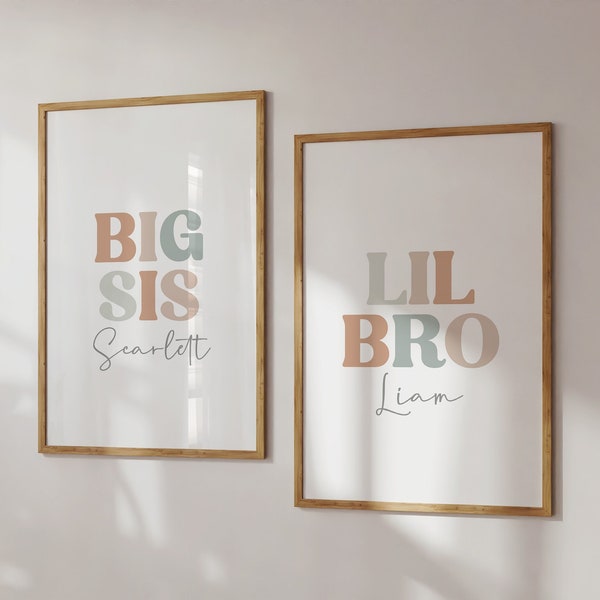 Big Sis druckbare Kunst, Geschwister Wandkunst, Bruder und Schwester Dekor, Kinderzimmer Wandkunst, Spielzimmer Wandkunst, Mehrbettzimmer Drucke