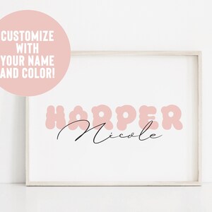 Custom name print, Girls nursery wall art, Floral name print, Floral Nursery Decor, Baby shower gifts, Name Print, Custom Birth Printable