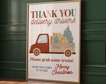 Delivery driver thank you printable, UPS Fed ex USPS drivers, Christmas delivery driver snack sign, Mail carrier gift, Take a snack, Package