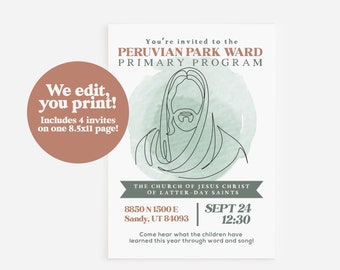 LDS Primary program invite, 2025 primary program, LDS Primary Invitation, LDS primary print, Primary presentation, Instant download