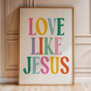 Love like Jesus printable, Christian wall art, Christian girls room decor, Playroom wall art, Church nursery prints, Sunday school poster