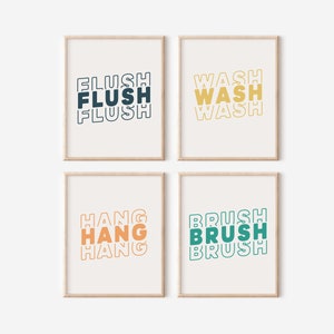 Kids bathroom wall art, Bathroom rules sign, Boys bathroom decor, Retro bathroom print, Brush your teeth printable, Toddler bathroom art