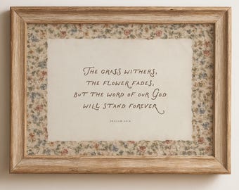 Fall Christian Wall Art (Digital Download), Vintage Bible Verse Print, Isaiah 40:8,  Autumn Poster, Fall Home Decor, Scripture Wall Art