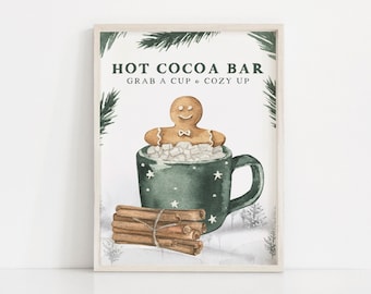 Hot chocolate bar printable, Hot cocoa bar sign, Baby shower chocolate bar, Holiday party sign, Wedding hot cocoa bar, Winter wedding sign