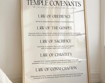 LDS Temple Covenants Print, Latter Day Saint Wall Art, Relief Society Printable, LDS Missionary Gift, LDS Temple Poster, Temple Art