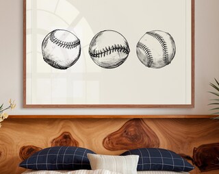 Poster Motivazionale Baseball Su Tela - Stampa In Bianco E Nero, Stile Retrò, 50,8x40,6 Cm Con Cornice - Decorazione Parete Per Camera Ragazzi, Uomo