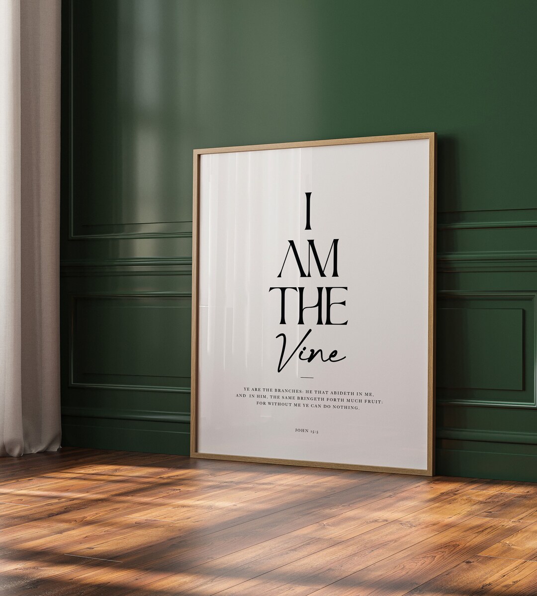 I Am the Vine Print, Scripture Wall Art, John 15:5, Neutral Bible Verse ...