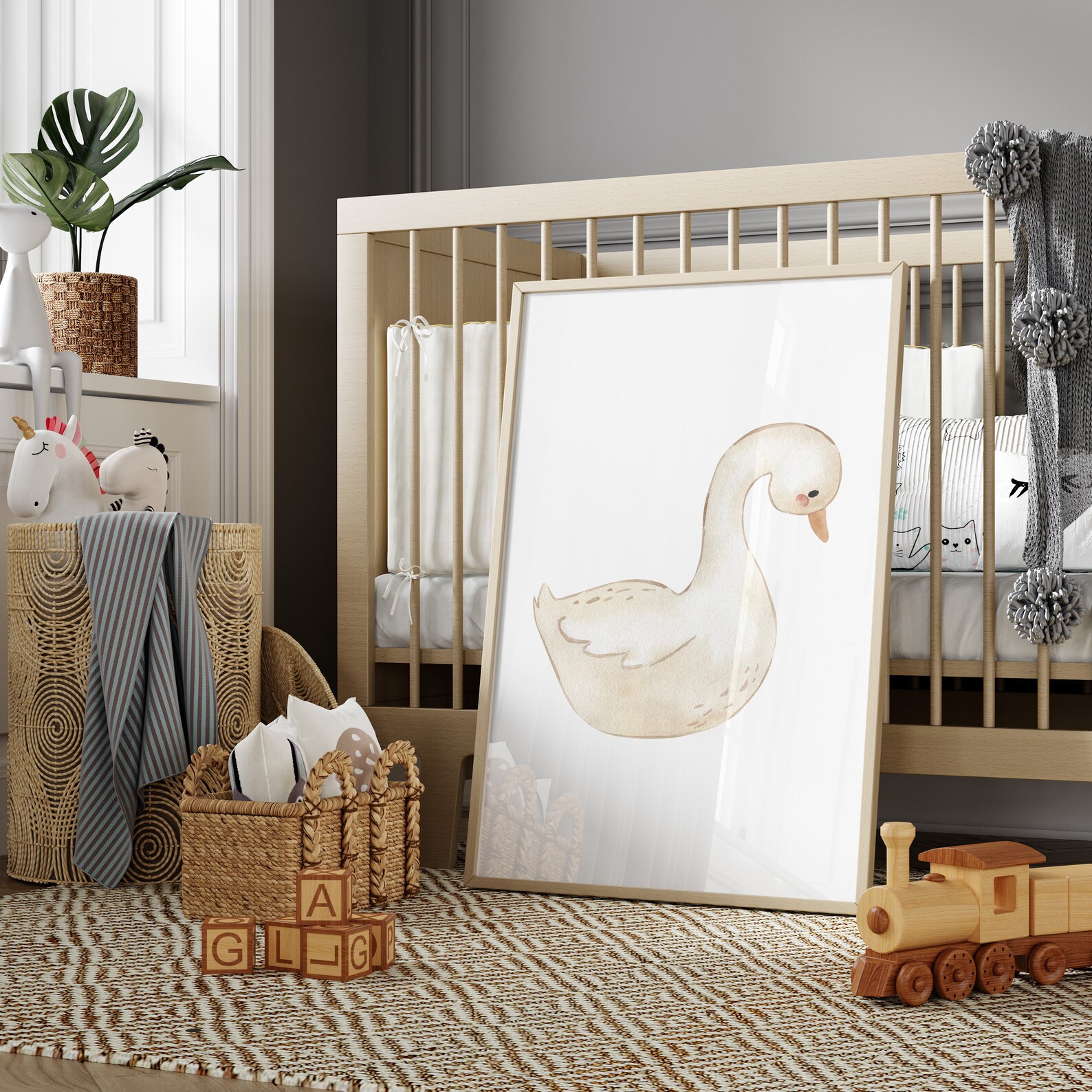Nursery Goose Print, Neutral Nursery Wall Art, Goose Nursery Decor ...